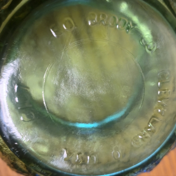 Textured Glass Vase Bowl Avocado Green Vintage EO Brody Co. - Picture 2 of 5